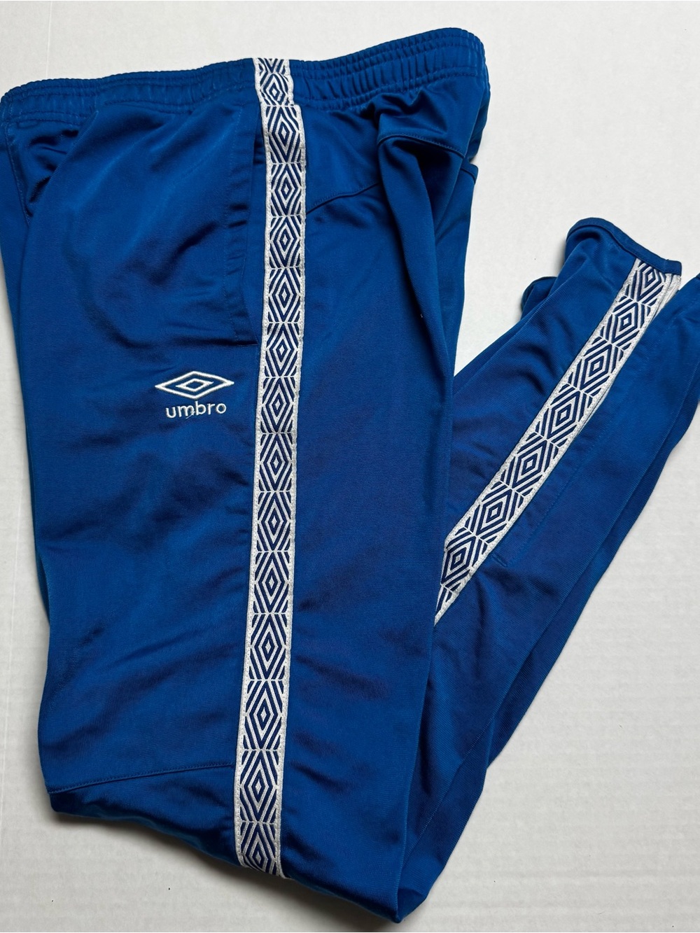 Umbro Malawi Logo Soccer Track Pants In Blue With Ankle Zip Kids' Size: L